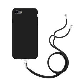 Lanyard Case - iPhone SE (2022) - Soft TPU Protective Cover with Necklace - Black