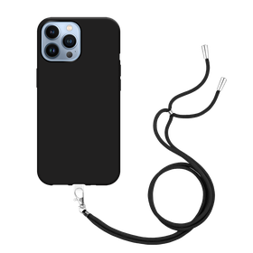 Lanyard Case - iPhone 14 Pro Max - Soft TPU Protective Cover with Necklace - Black