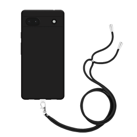 Lanyard Case - Google Pixel 6a - Soft TPU Protective Cover with Necklace - Black
