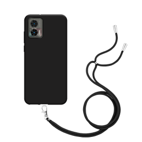 Lanyard Case - Motorola Edge 30 Neo - Soft TPU Protective Cover with Necklace - Black