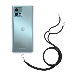 Lanyard Case - Motorola Moto G72 - Soft TPU Protective Cover with Necklace - Clear