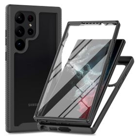 360 Defense Case - Samsung Galaxy S24 Ultra Hoesje - Full Body Protection with Built-in Screenprotector - Black