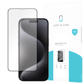 iPhone 15 Pro - Full Cover Screenprotector Tempered Glass - Black