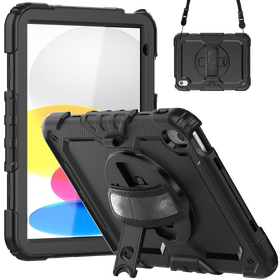 iPad 2025 (11th Gen) / iPad 2022 (10th Gen) - Shockproof Case (PET Screenprotector/Hand Strap) - Black
