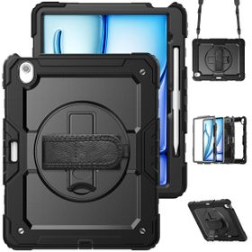iPad Air 13 (M4 2026 / M3 2025 / M2 2024) - Shockproof Case (PET Screenprotector/Hand Strap) - Black