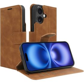 PrimeWallet Case - iPhone 16 - PU leather Wallet Case - Brown