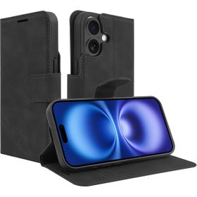 PrimeWallet Case - iPhone 16 - PU leather Wallet Case - Black