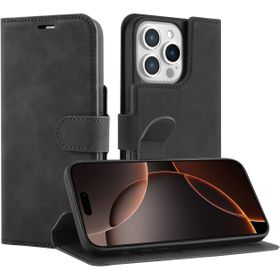 PrimeWallet Case - iPhone 16 Pro Max - PU leather Wallet Case - Black