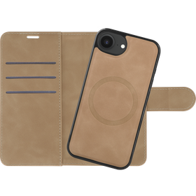 PrimeWallet SnapOn Case - iPhone 17e / 16e - Detachable PU leather Wallet Case - (compatible with MagSafe) - Taupe