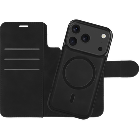 PrimeWallet SnapOn Case - iPhone 18 Pro / 17 Pro - Detachable PU leather Wallet Case - (compatible with MagSafe) - Black