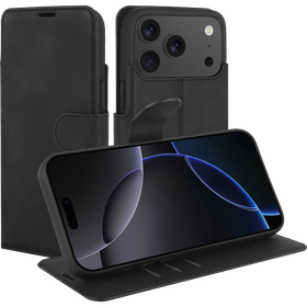 PrimeWallet Case - iPhone 18 Pro / 17 Pro - PU leather Wallet Case - Black