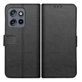 Classic Wallet Case - Motorola Edge 50 Neo - PU leather Book Case - Black
