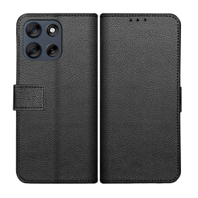 Classic Wallet Case - Motorola Moto G86 - PU leather Book Case - Black