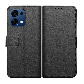 Classic Wallet Case - Oppo A6 Pro - PU leather Book Case - Black