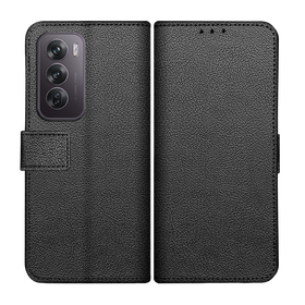 Classic Wallet Case - Oppo Reno12 Pro - PU leather Book Case - Black