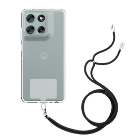 Lanyard Case - Motorola Moto G56 - Soft TPU Protective Cover with Necklace - Clear