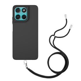 Lanyard Case - Motorola Moto G57 / G57 Power / G67 Power - Soft TPU Protective Cover with Necklace - Black
