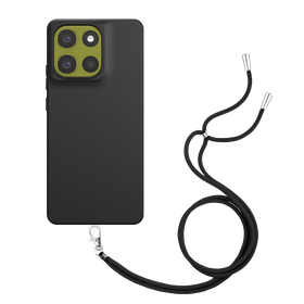 Lanyard Case - Motorola Moto G86 - Soft TPU Protective Cover with Necklace - Black