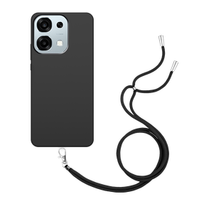 Lanyard Case - Oppo A6 Pro - Soft TPU Protective Cover with Necklace - Black