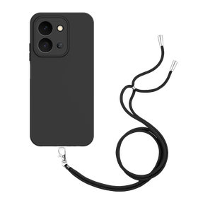 Lanyard Case - Xiaomi Poco C85 - Soft TPU Protective Cover with Necklace - Black
