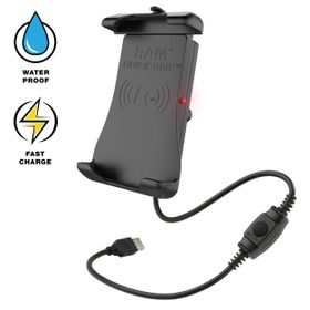 RAM Mounts - Quick-Grip 15W Waterproof Wireless Charging Holder with Ball - B-Size - RAM-HOL-UN14WB