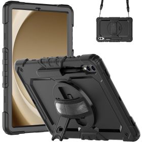 Samsung Galaxy Tab S10+ / S9+ / S9 FE+ - Shockproof Case (PET Screenprotector/Hand Strap) - Black