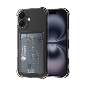 KickImpact Case - iPhone 16 - TPU Impact Back Cover - (with cardslot) - Clear