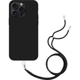 Lanyard Case - iPhone 15 Pro Max - Soft TPU Protective Cover with Necklace - Black