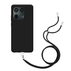 Lanyard Case - Motorola Edge 50 Ultra (5G) - Soft TPU Protective Cover with Necklace - Black