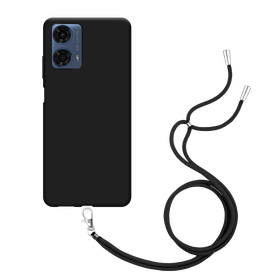 Lanyard Case - Motorola Moto G04 / G04s / G24 / G24 Power - Soft TPU Protective Cover with Necklace - Black