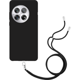 Lanyard Case - OnePlus 12 - Soft TPU Protective Cover with Necklace - Black