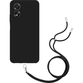 Lanyard Case - Oppo A18 (4G) / A38 (4G) - Soft TPU Protective Cover with Necklace - Black