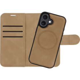 PrimeWallet SnapOn Case - iPhone 16 - Detachable PU leather Wallet Case - (compatible with MagSafe) - Taupe