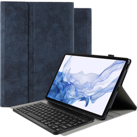 Samsung Galaxy Tab S8+ - Premium Bluetooth Keyboard Cover Azerty Vintage Blue