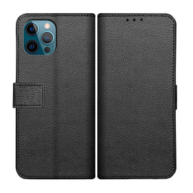 Classic Wallet Case - iPhone 13 Pro - PU leather Book Case - Black