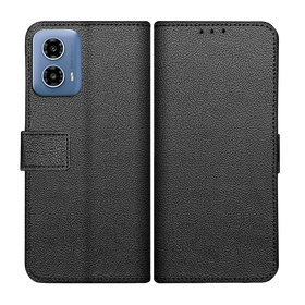 Classic Wallet Case - Motorola Moto G34 - PU leather Book Case - Black