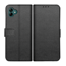Classic Wallet Case - Samsung Galaxy A04 - PU leather Book Case - Black
