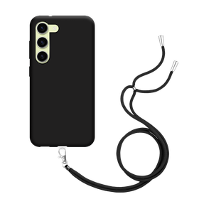 Lanyard Case - Samsung Galaxy S23 - Soft TPU Protective Cover with Necklace - Black