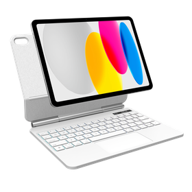 iPad 2025 (11th Gen) / iPad 2022 (10th Gen) - MagKey Floating Keyboard Cover - Magnetic Attachment - Qwerty - White
