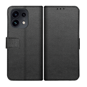 Classic Wallet Case - Oppo Reno16 / Reno16 Pro - PU leather Book Case - Black
